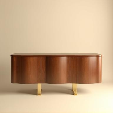 Bespoke walnut sideboard with brass legs