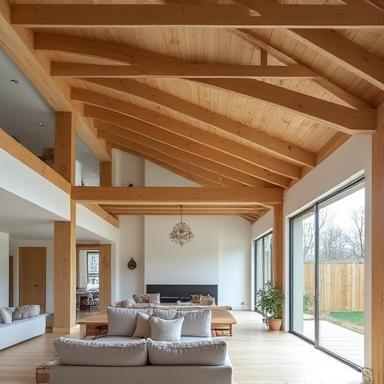 Open-plan extension with exposed beams