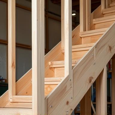 Timber staircase framework in progress